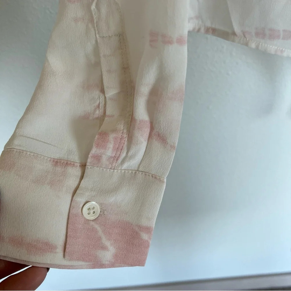 NWOT Rails Val Tie-dye Pink White Silk Button-down Shirt Tie Bottom Casual Small - Picture 7 of 14
